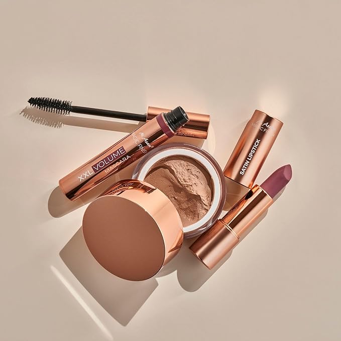 M. Asam Magic Finish Satin Lipstick (0.14 Oz) in a romantic Rosewood Shade, Long-lasting, Silky matte finish without drying out, creamy texture nourishes with Hyaluronic Acid