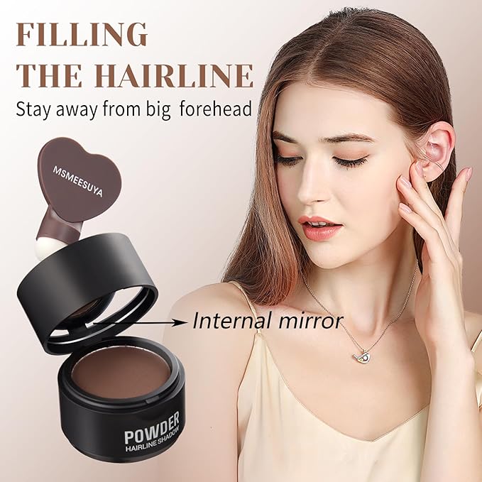 Hairline Powder Instantly, Fill In Fine or Root Touch up powder,Thinning Hair Instantly Thicker Touch Up for Windproof&Sweatproof, Darkroot touch up for Men & Women (MEDIUM BROWN丨0.14Ounce)