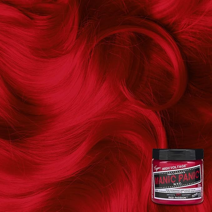 MANIC PANIC Classic Red Passion Semi Permanent Hair Color - Medium Cherry Red Hair Dye for Women & Men That Lasts 4-6 Weeks - Vegan, Ammonia & Cruelty-Free - Create & Mix Custom Shades (4oz)