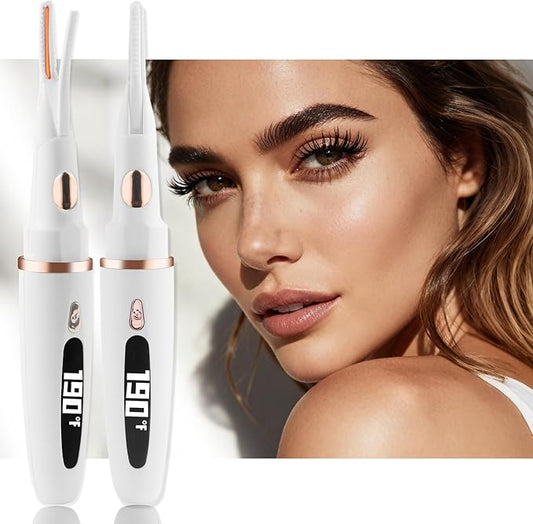 Heated Eyelash Curlers - 2 in 1 Clip- Type Electric lash Curler Best Seller 5S Heating Eyelash Curler LED Display 3 Temp Settings for Makeup Tools USB Rechargeable Natural Curling-Black