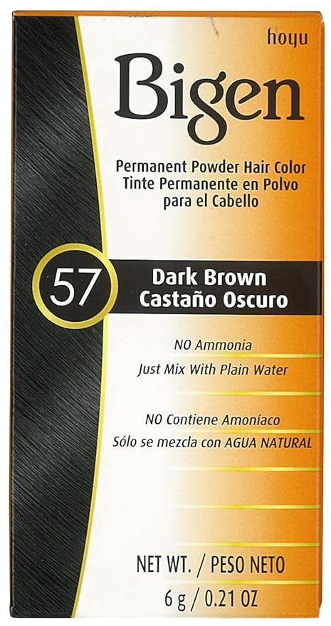 Bigen Powder Hair Color #57 Dark Brown 0.21oz (6 Pack)