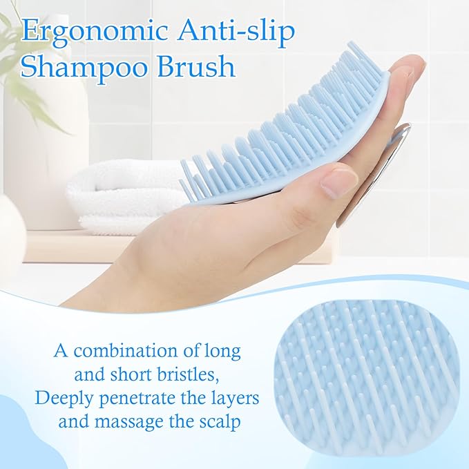 HOKLNUSE Hair Shampoo Brush,Scalp Massager Scrubber, Dandruff Removal Scrubber with Ergonomic Anti-Slip Handle,Wet & Dry Hair Care for Women Men Kids All Hair Types