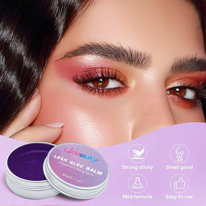 Libeauty Lash Glue Balm Lash Lift Adhesive 0.71Oz/20G Strong Sticky Fruit Flavor Eyelash & Eyebrow Perm Glue Balm for Long Lasting Individual Brow Lamination Gel