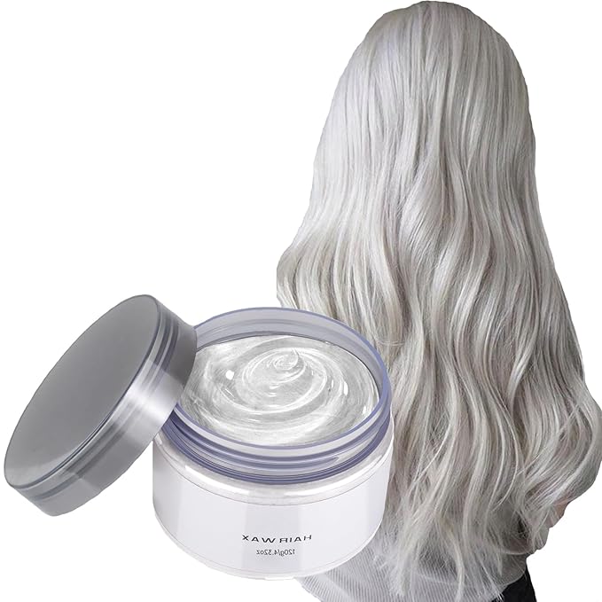 White Temporary Hair Color Wax, Washable Hair Styling Clay for Crazy Hair, Cosplay Party, and Makeup Gifts (4.23 Ounces) for Kids, Men, and Women