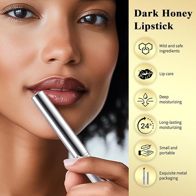Honey Lipstick Tinted Lip balm, Hydrating Nourishing Sheer Formula Lipstick, Natural Glossy Finish (1 PC BLACK)
