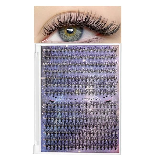 DIY Lash Clusters Kit, Lash Extension Kit, Natural Volume Lash Extensions, Wispy Eyelash Clusters, Faux Mink Fiber Lashes, Individual Lashes Kit, 280PCS, 9-16mm, D Curl, 4#L+S02