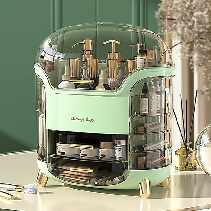Upgrade Large Makeup Organizer Countertop Vanity Case Skin Care Cosmetic Storage Box Bathroom Counter Perfume Skincare Organizers Make Up Caddy Gift for Women Girls Clear Design Easy Visibility