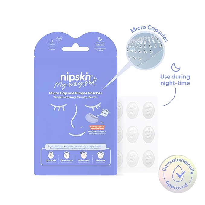 NIPSKIN - My Way Out Patches with Micro Hydrocolloid Capsules for Blind Granites -Waterproof Zit Stickers for All Skin Types