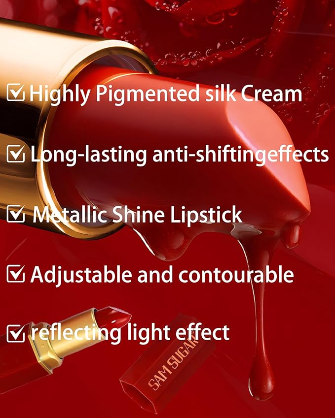 Glitter Lipstick Sets for Women Long Lasting,Light to Dark Shimmer Lipstick 24 Hour Waterproof Matte Lip Gloss Nude Pink Rose Red Brown Plum Color High Pigmented Sparkling Shiny Lip Stain Makeup Gift