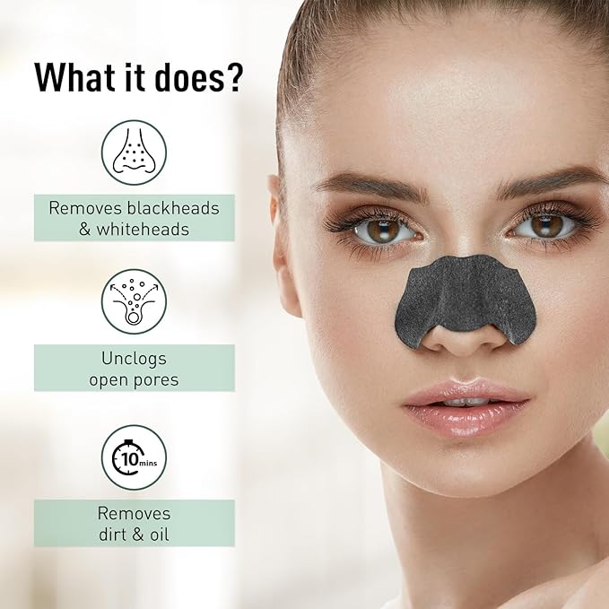 Sirona Blackhead Remover Bamboo Charcoal Nose Strips for Women – Pack of 8 | Painless & Instant Removal of Whiteheads, Blackheads, Pore Cleanser, Dirt & Oil