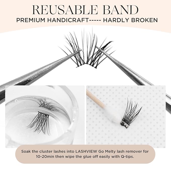 Lashes Clusters Natural Look 144Pcs Wispy Lashes Reusable Super Thin Band & Soft Individual Volume Faux Mink Lashes(703C)
