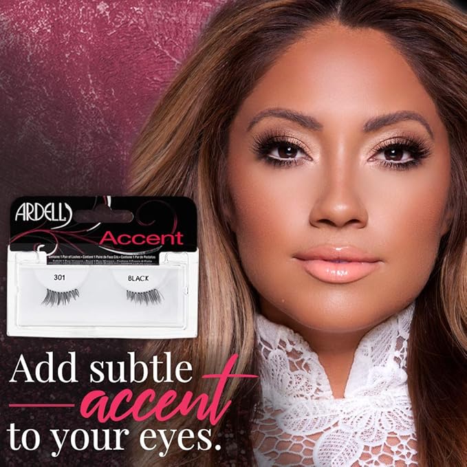 Ardell Accent Half Lashes 301 - Natural Cat Eye Lashes Wispy False Eyelashes for Outer Corner Volume, 4 Pack