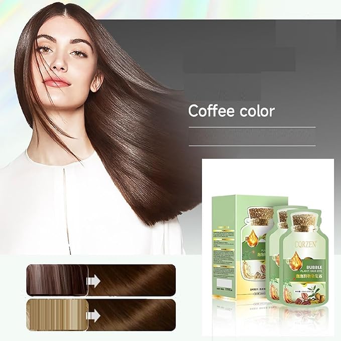 HUANG YI Natural Plant-Based Hair Color, Botanical Bubble Shampoo (Coffee)