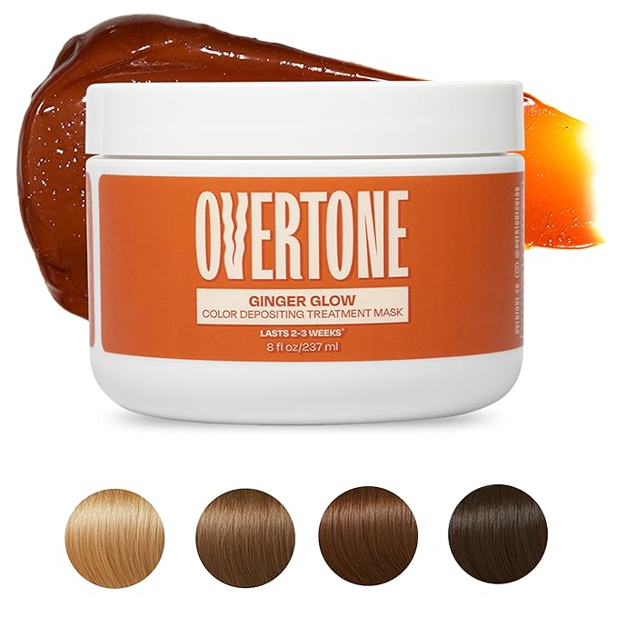 Overtone Semi Permanent Hair Color Conditioner, Ginger Glow, 8 oz, Nourishing, Damage-Free, Color Depositing Mask for All Hair Types with Shea Butter & Coconut Oil, Vegan & Cruelty-Free