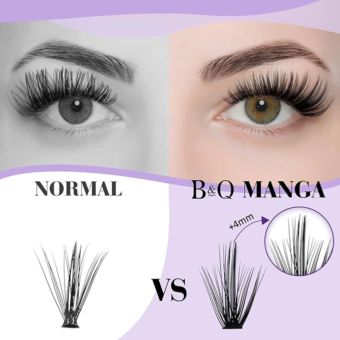 B&Qaugen Manga Lash Clusters DIY Individual Lashes 40D-C-9-16 300 PCS False Eyelash Cluster Manga Cluster 30D 40D 50D D Curl Eyelash Extensions at Home (40D-C-9-16)