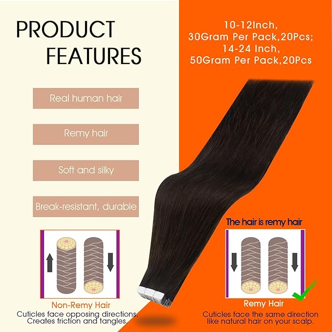 Full Shine Hair Extensions Real Human Hair Tape in Seamless Remy Extension Color 2 Dark Brown Tape in Extensions Lightweight Invisible Skin Weft 18Inch 100G 40Pcs Cuticles Aligned