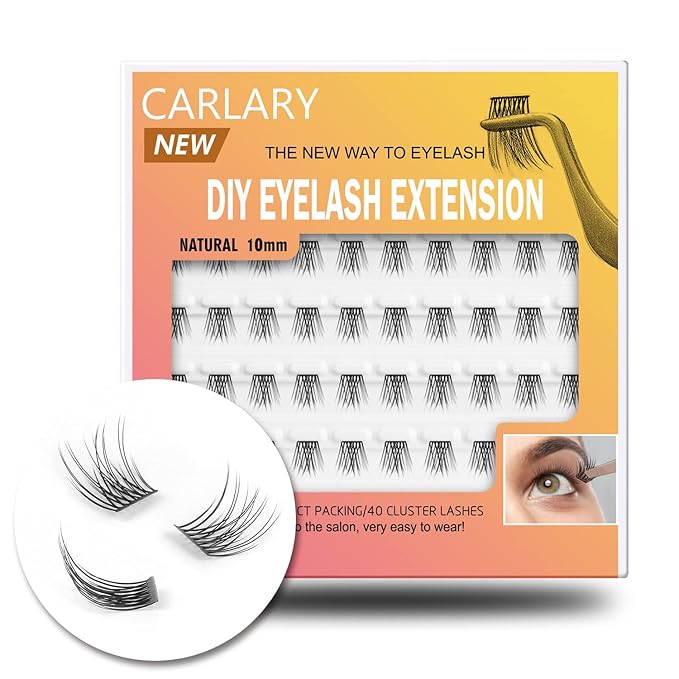Lash Clusters, DIY Eyelash Extension, 40 Clusters Reusable Individual Lashes, Natural Wispy Individual Eyelash Clusters for Home Eyelash Extensions (Natural-10mm)