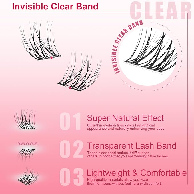 Wispy Lash Clusters 140 Pcs 16mm Mix Eyelash Clusters C Curl Cluster Eyelash Extensions Natural Wispy Cluster Lashes Reusable Individual Invisible Band Lash clusters (QX-16mm)