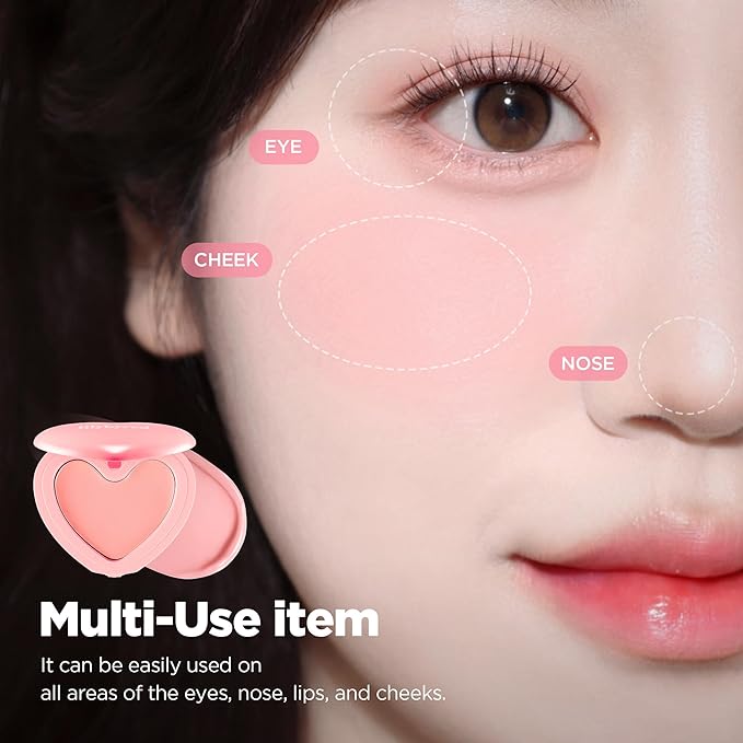lilybyred Luv Beam Cheek Balm | Heart-Shaped Korean Cream Blush, Semi-Matte Finish, Long-Lasting, Blendable & Buildable, Soft Creamy Texture, Lightweight, Natural Flush, 0.12 oz. (09 Zesty Coral)
