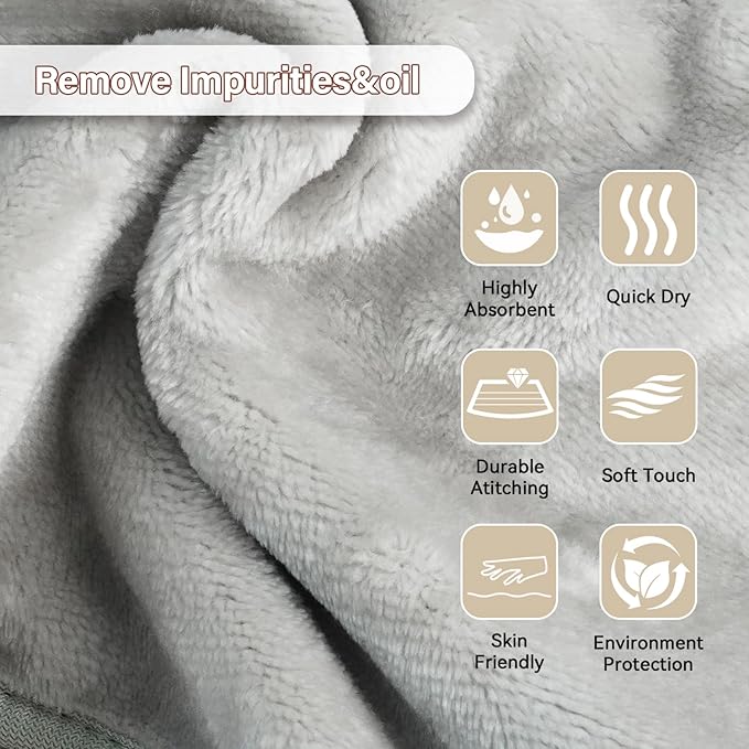 Nugilla Makeup Remover Cloths, 8 Pack Reusable Face Wash Cloths, Soft Microfiber Face Cloth for Women (Neutrals)