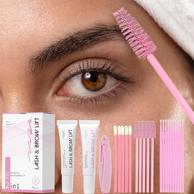 Lash & Brow Lift, Professional Lash Lift Kit Natural Ingredient for Long-Lasting Natural Curl & Self Lash Lifting, Brow Lamination Set for Salon-Quality Results at Home