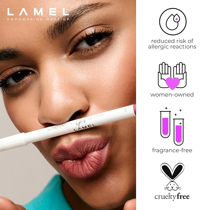 Lamel Matte Gel Lip Liner Pencil | Weightless & CreamyTexture - Sharpenable - Longwear & Waterproof - High Pigmented & Flawless Finish - Cruelty-free & Paraben-Free - 413, 1,7g/0.05oz. (Chilli)