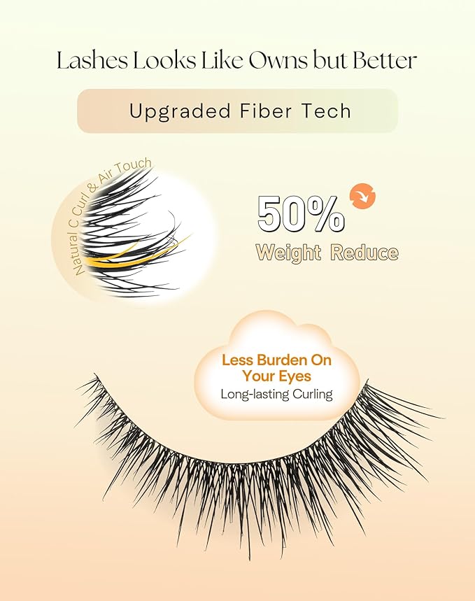 False Eyelashes 14MM Cat Eye Lashes Wispy Fake Eyelashes with 0.03MM Ultra Thin Band Natural Lashes Strips C Curl Eye Lash ChirpyLuna, 7 Pair