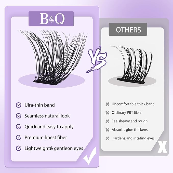 B&Q Wispy Lash Clusters Full B02,Eyelash Clusters 156PCS Comfortable band Cluster Eyelash Extensions,8-18mm Volume Individual Lashes Lightweight D Curl Lash Clusters Soft Eyelashes Natural Look(B02)