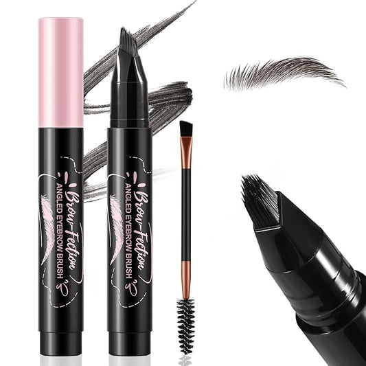 Boobeen Microblading Eyebrow Pen - Waterproof Brow Fection Pen with Angled Brush, Eyebrow Pencils for Women, Quick Drying & Long-Lasting Brow Pencil with Hair Like Strokes