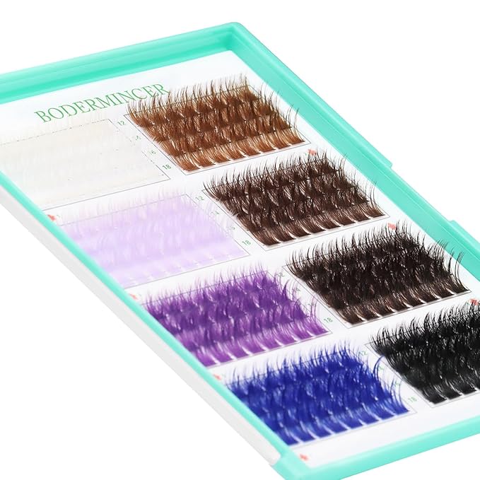 BODERMINCER D Curl False Eyelash Clusters, 8 Colors Collection, Individual Lash Extensions, 12-18mm Length For Beginner (B# 8 Colors-12-18mm D Curl)