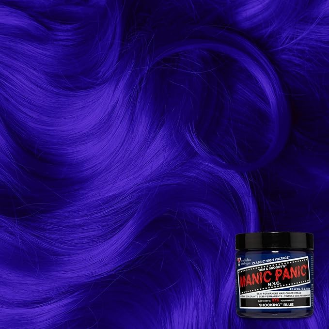 MANIC PANIC Classic Shocking Blue Semi Permanent Hair Color - Dark Cobalt Blue Hair Dye for Women & Men That Lasts 4-6 Weeks - Vegan, Ammonia & Cruelty-Free - Create & Mix Custom Shades (4oz)