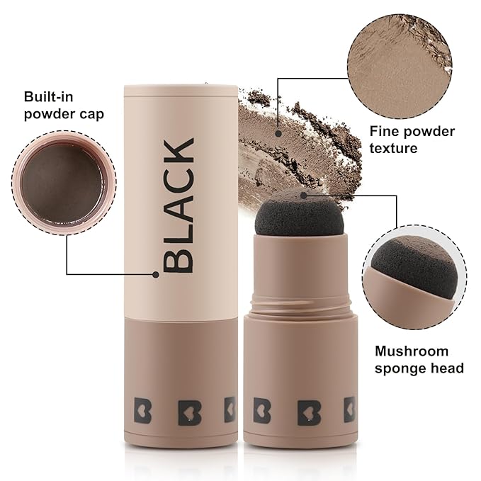 Boobeen Hairline Powder Stick, Root Touch Up and Hair Shadow Powder Stick, Waterproof Hairline Filler to Cover Gray Hair, Thinning Hair