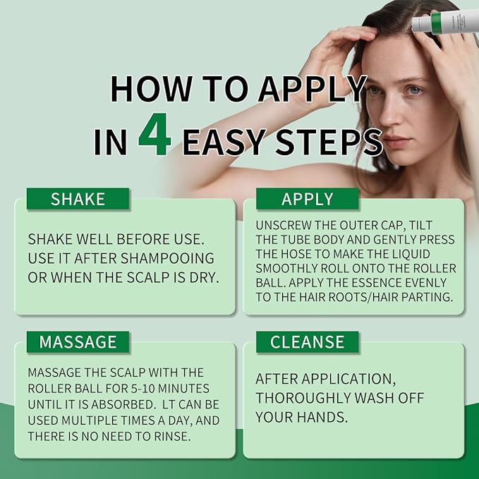 W3W Hair Growth Serum with Rosemary, Fermented Rice & Caffeine - Roll-On Scalp Treatment for Thinning Hair, No Minoxidil, Fast-Absorbing, Non-Greasy Formula for Women & Men