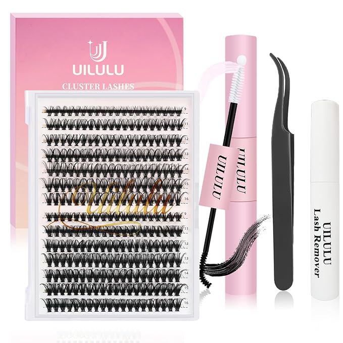 Lash Clusters Kit for DIY Lash Extension at Home, 30&40D False Eyelashes Set with Bond and Seal, Remover, Tweezers, D Curl Wispy Individual Clusters Eye Lash Extensions (30&40D DIY Lash Kit)