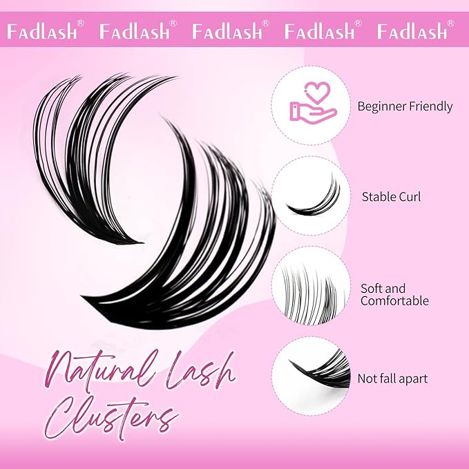 FADLASH Eyelash Clusters Natural Lash Clusters 50D+60D D Curl Individual Lashes Wispy and Volume Clusters Eyelash Extensions 8-16mm Lash Extensions 560PCS