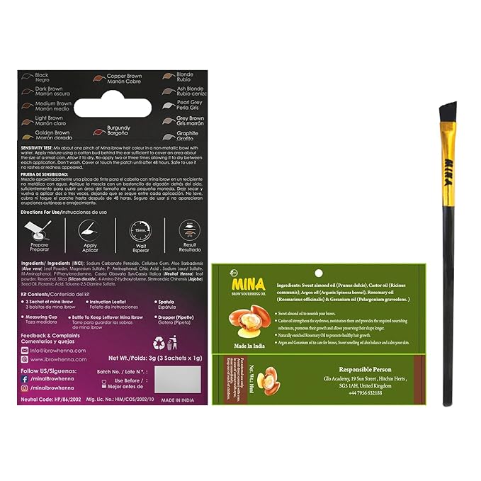 MinaiBrow Instant Hair Dye Kit Light Brown | Natural Spot Coloring Tinting Powder with Nourishing Oil & Brush, Water & Smudge Proof | 100% Grey Coverage Upto 30 Applications
