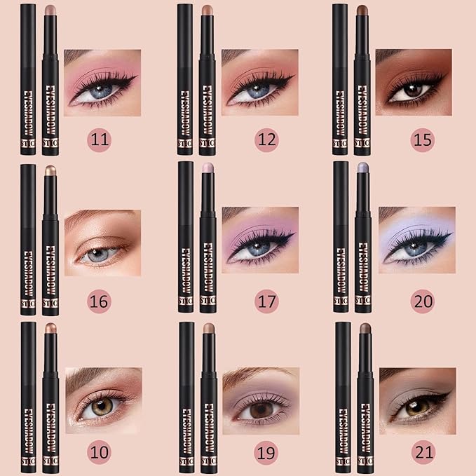 Cream Eyeshadow Stick Blendable Shimmer Eyeshadow Long Lasting High Pigment Eye Shadow Sticks,Waterproof Hypoallergenic eyeshadow Pencil (10#)