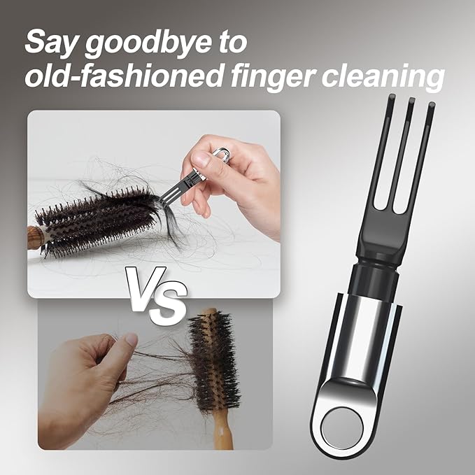 Hair Brush Comb Cleaning Tool Comb,2-in-1 Hair Brush Cleaner Tool, Portable Remover Rake for Removing Hair Dust, Home and Salon Use(Gold)