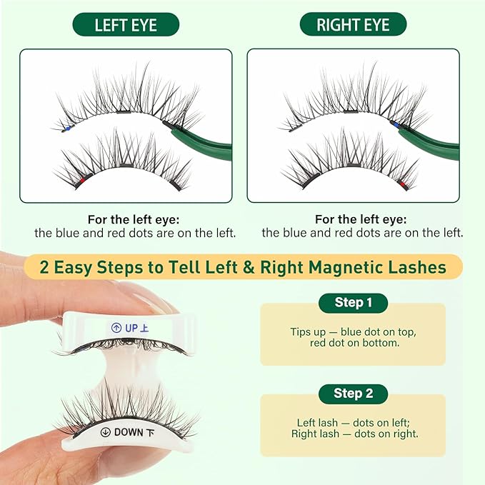 KEYYOU Reusable Magnetic Eyelashes 2 Pair with Applicator No Glue Needed 3D Natural Magnetic Lashes, Easy to Apply & Long Lasting for Daily Use & Events(A06+A06)