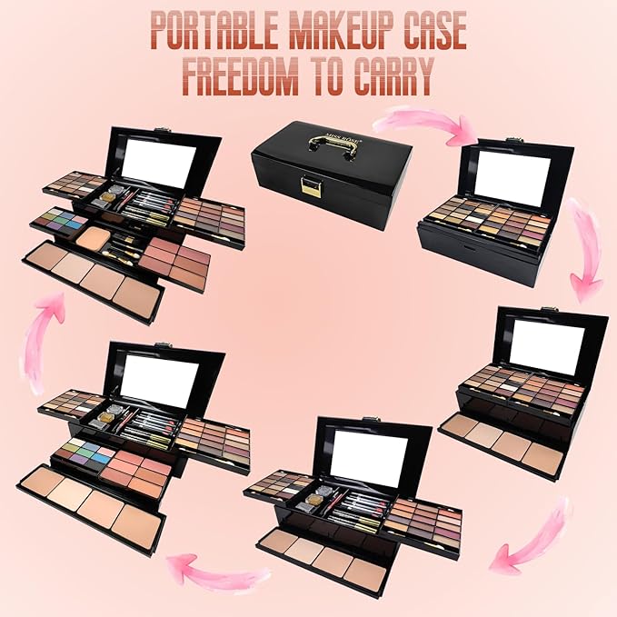 All-in-One Makeup Gift Set Carry All Makeup Kit Women Full Kit With Makeup Bag Concealer Lipgloss Lipstick Blush Foundation Face Powder Eyeshadow Palette Cosmetic Palette #8