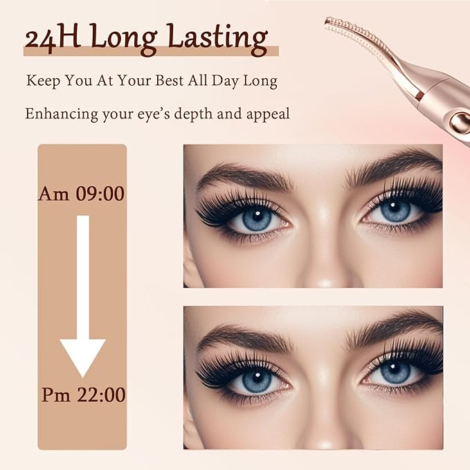2 in 1 Heated Eyelash Curlers and Eyebrow Trimmer for Women, Electric Eyelash Curler with 2 Temperature Modes Anti-Burn USB Rechargeable Heated Eyelash Curler, Ideal Gift for Women (Black)