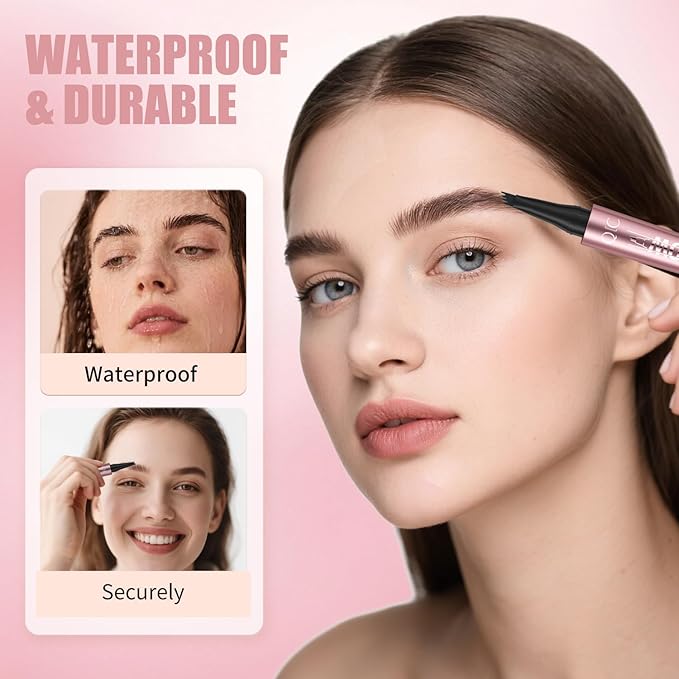 Eyebrow Pen, Waterproof Microblading Eyebrow Pencil, Eye Brown Makeup Pen with a Micro-Fork Tip for Women to Effortlessly Create Hair Like Natural Brows Brown