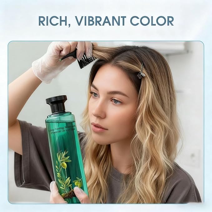 Long-Lasting Botanical Essential Oil Hair Dye,260ML Mild Formula Plant-Based Long Lasting Hair Dye Set(A+B),Plant-Based Hair Color for Gray Coverage,for All Hair Types
