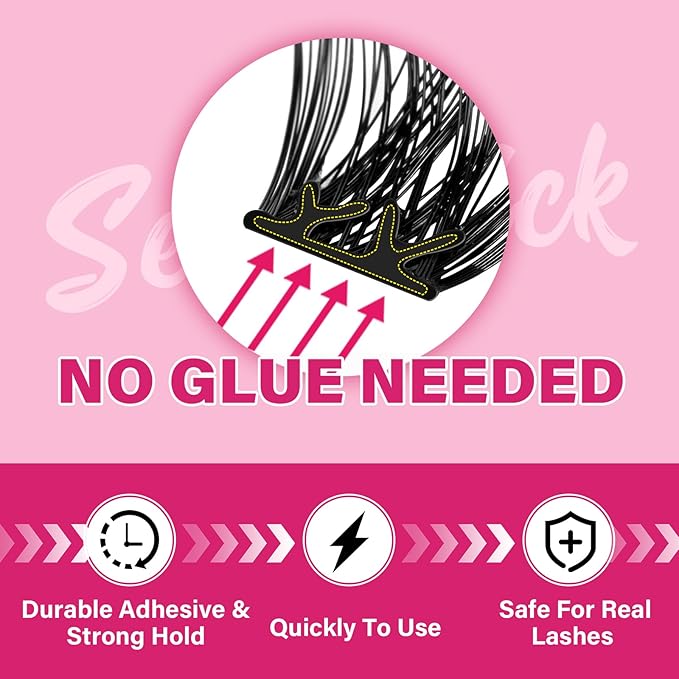 Self Adhesive Eyelashes 48Pcs Lash Clusters Self Stick Lashes Reusable Self-adhesive Lashes No Glue Cluster Lashes Easy for Use(Into You-01,D-10-18mix)