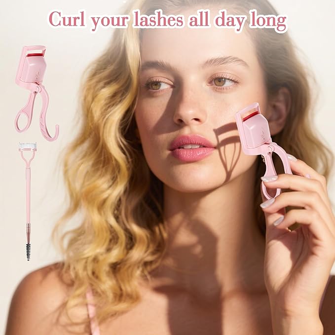 Electric Heated Eyelash Curler，Rechargeable Safe Anti-Burn Lash Curler for Quick Natural Curling Eye Lashes，5s Rapid Heating, 24 Hours Long Lasting，Create Beautiful Eyelashes