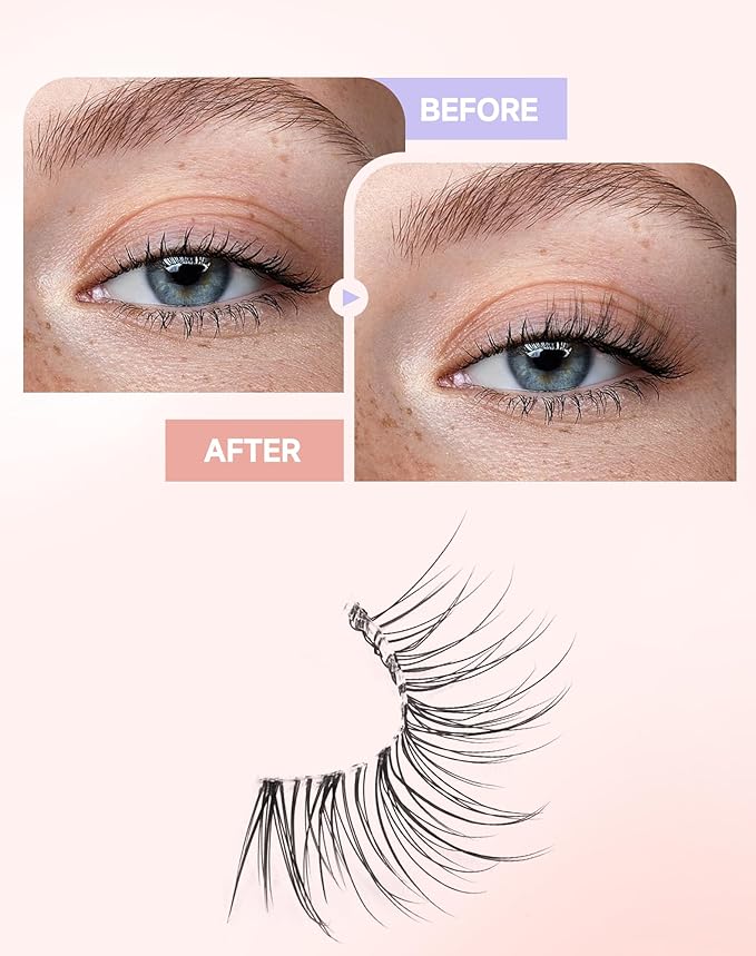 Half Lashes Natural Corner Eyelashes Wispy Natural Look Clear Band 3/4 Lashes Half-01
