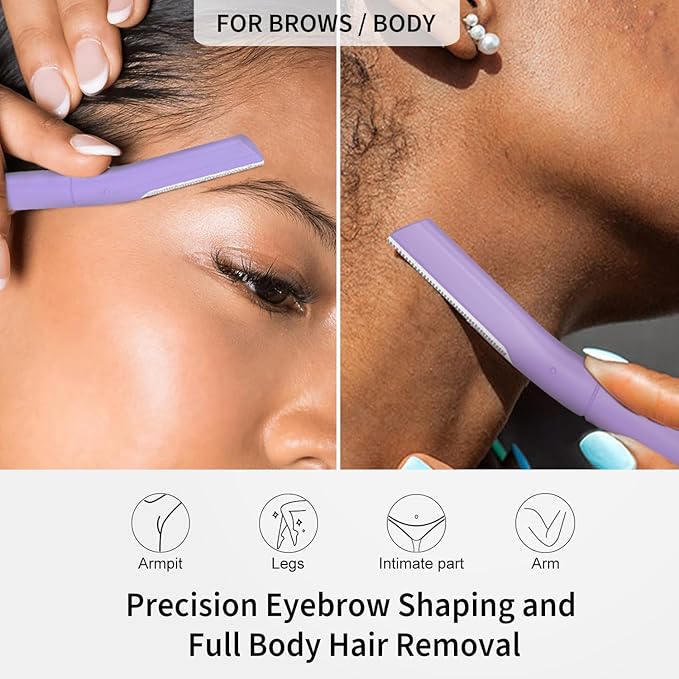Precision Dermaplane Razor, Face Razors for Women and Men, Eyebrow Razor, Dermaplaning Tool, Peach Fuzz Remover, Skin-friendly Microblades with Protective Cap