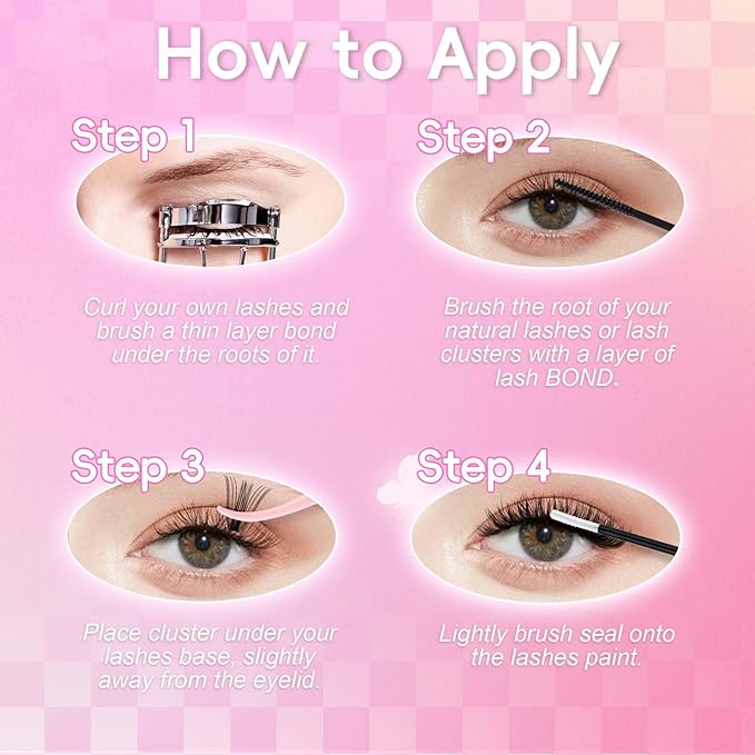 FADLASH DIY Lash Extension Kit Individual Lashes Cluster D Curl Eyelash Extension Kit D Curl Lash Clusters Lash Applicator Tool for Self Application at Home(KIT 50D-D-12-18mm)