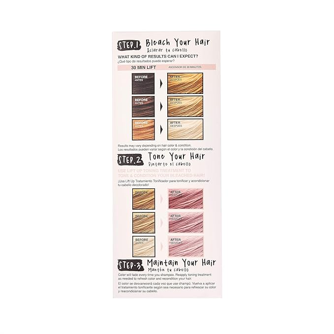 KISS Lift Up Complete Hair Bleach Kit with Revitalizing Plex Serum, Strengthen and Protect Hair, 6-Pc Kit Includes Powder Lightener, Creme Developer & More