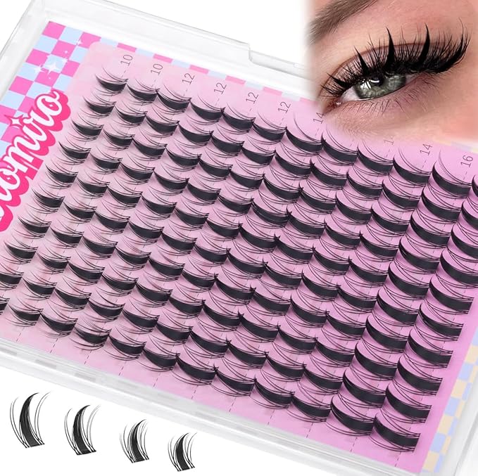 Fairy Lash Clusters Manga Eyelash Extensions 10-16mm Fairy Cluster Lashes Wispy Lash Extensions Soft DIY Individual Eyelash Clusters with Thin Clear Band